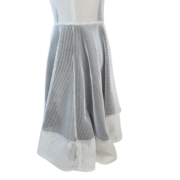 #A331  FT INC White 3D Mesh Fit & Flare Midi Hi-Lo Dress Sleeveless (Free Size) - Picture 4 of 6
